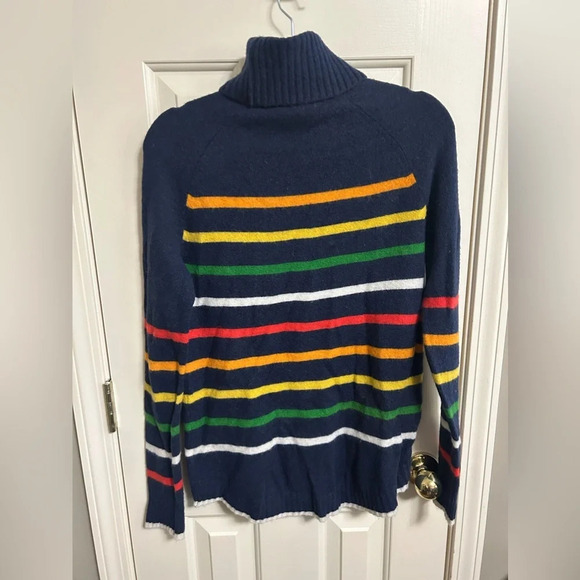 J. Crew Multistripe Rainbow Supersoft Yarn Turtleneck Sweater Alpaca Wool XS - Picture 5 of 5